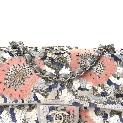 Chanel Satin Sequin Embellished Flower Mini Rectangular Flap Argent Multicolor 8 of 10