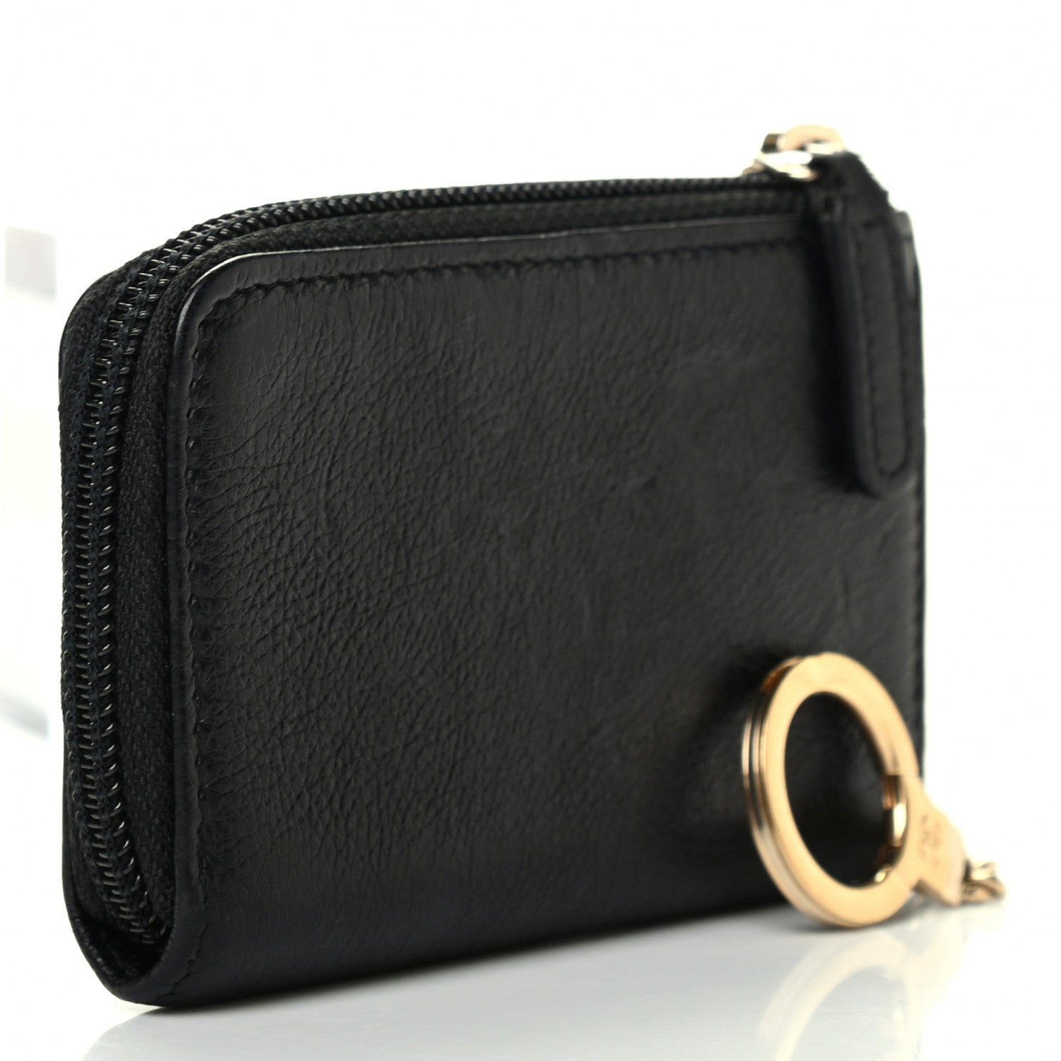 Chanel Calfskin Chain Embossed CC Key Holder Case Black 8 of 9