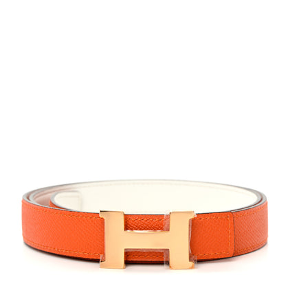 Hermes Epsom 24mm Constance Belt 90 Orange White 1 of 7