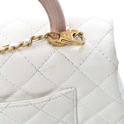 Chanel Caviar Lizard Quilted Mini Coco Handle Flap White 15 of 15