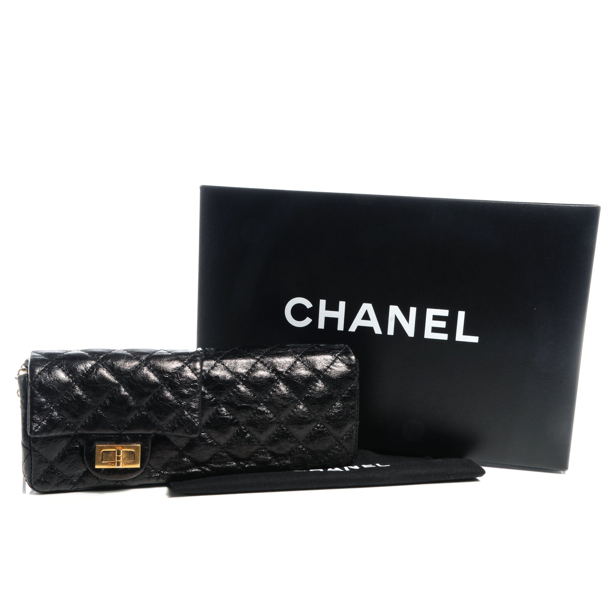Chanel Glazed Calfskin Quilted Reissue Double Flap Clutch Black 5 of 8