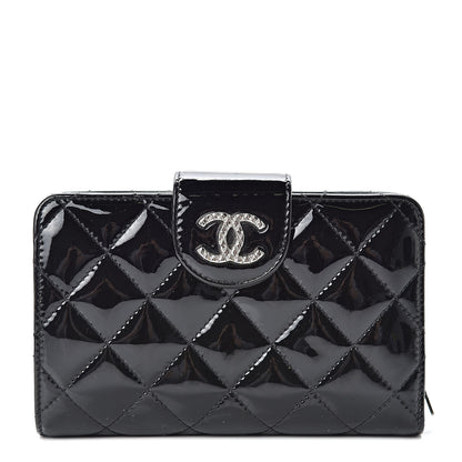 Chanel Patent Quilted Brilliant Zipped Pocket Wallet Black 1 of 13