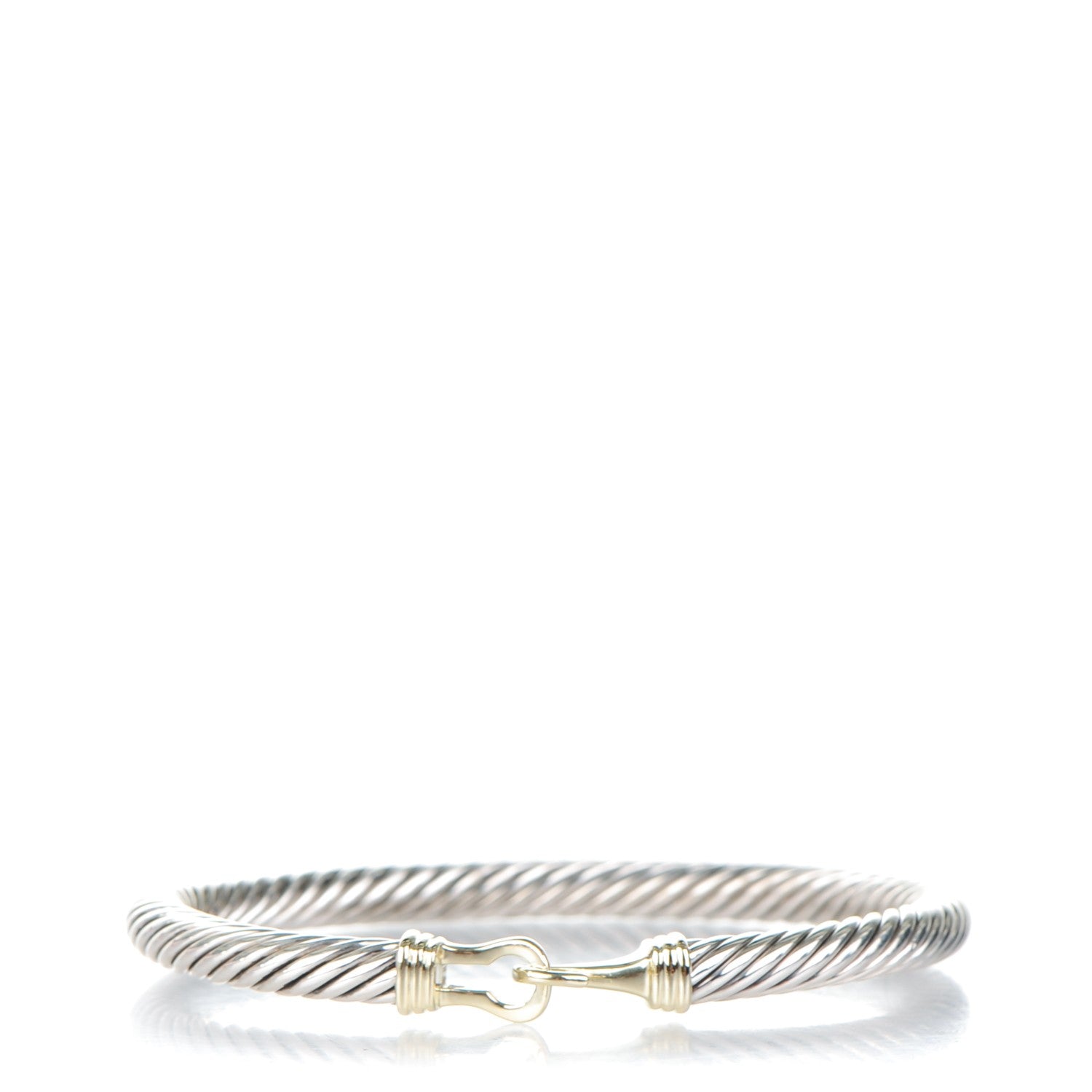 David Yurman Sterling Silver 14K Yellow Gold 5mm Cable Classic Buckle Bracelet 1 of 4