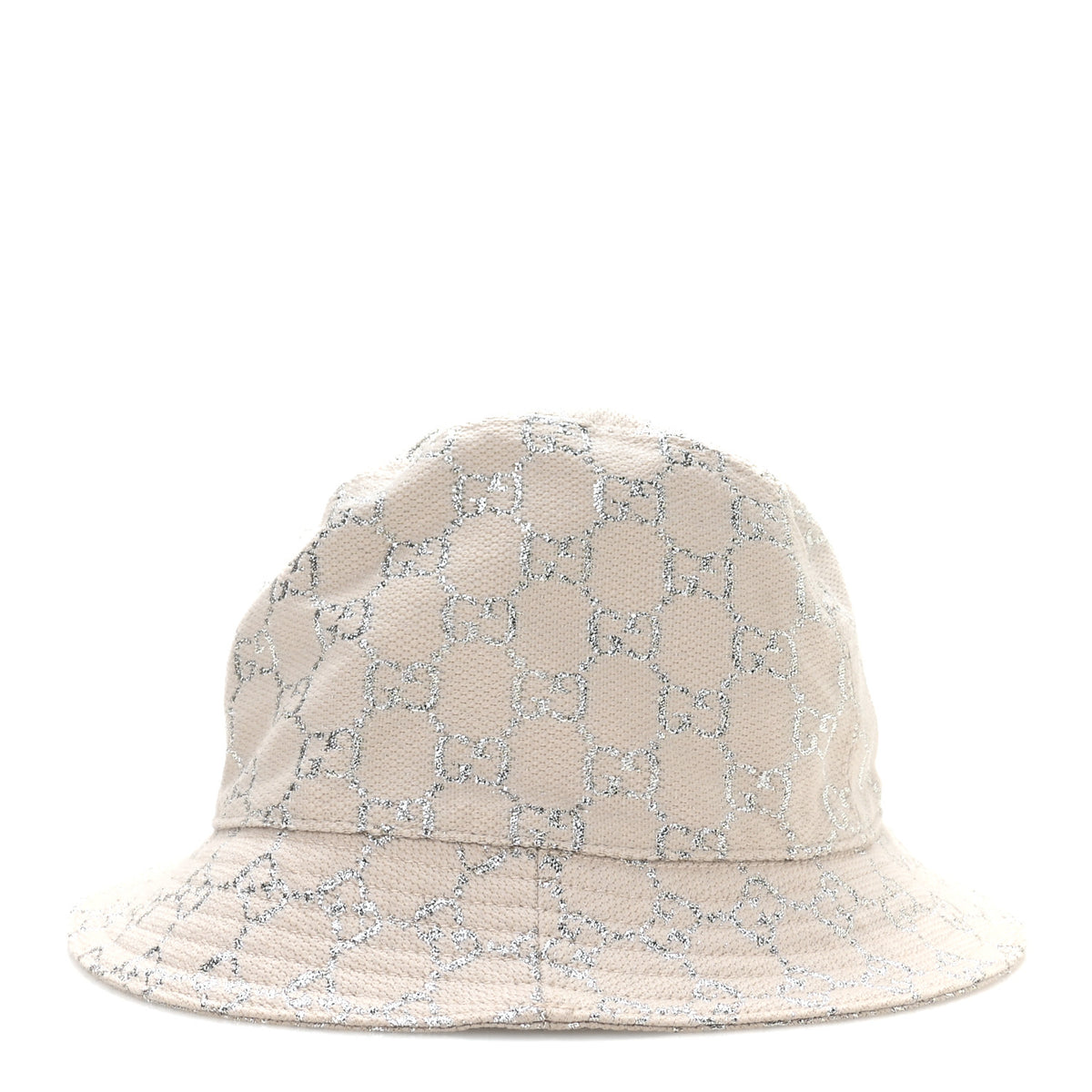 Gucci Canvas Lame GG Monogram Bucket Hat M Gardenia Silver 4 of 9
