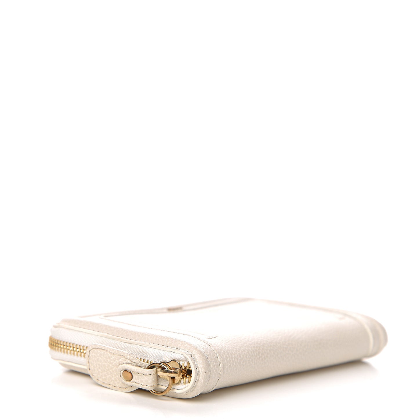 Grained Calfskin Paraty Long Zip Around Wallet Cream