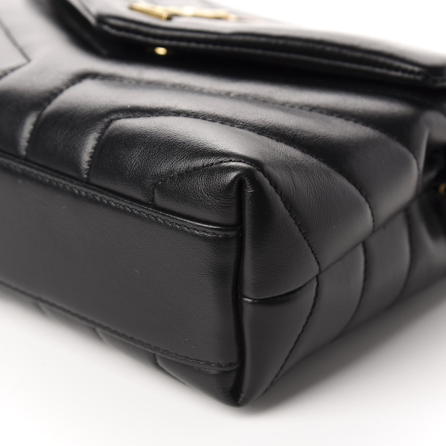 Calfskin Y Quilted Monogram Toy Loulou Crossbody Bag Black
