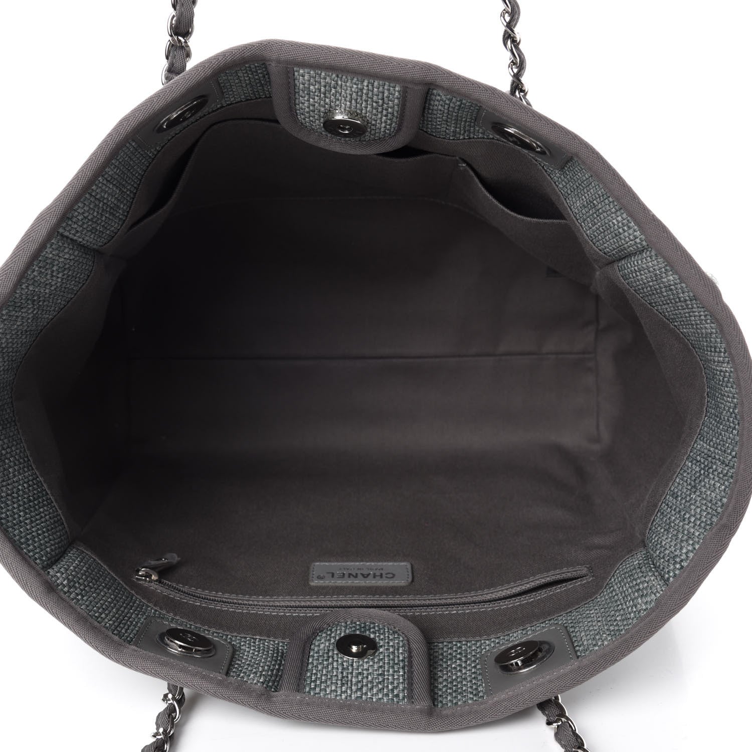 Chanel Woven Straw Raffia Small Deauville Tote Grey 5 of 10