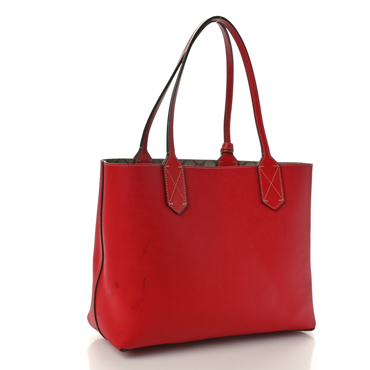 GG Supreme Monogram Small Reversible Tote Beige Red