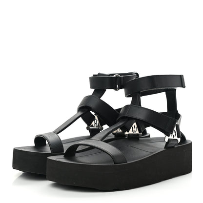 Hermes Calfskin Womens Enid Sandals 36 Black 3 of 9