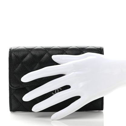 Chanel Iridescent Caviar Quilted Medium Flap Wallet Black 2 of 9