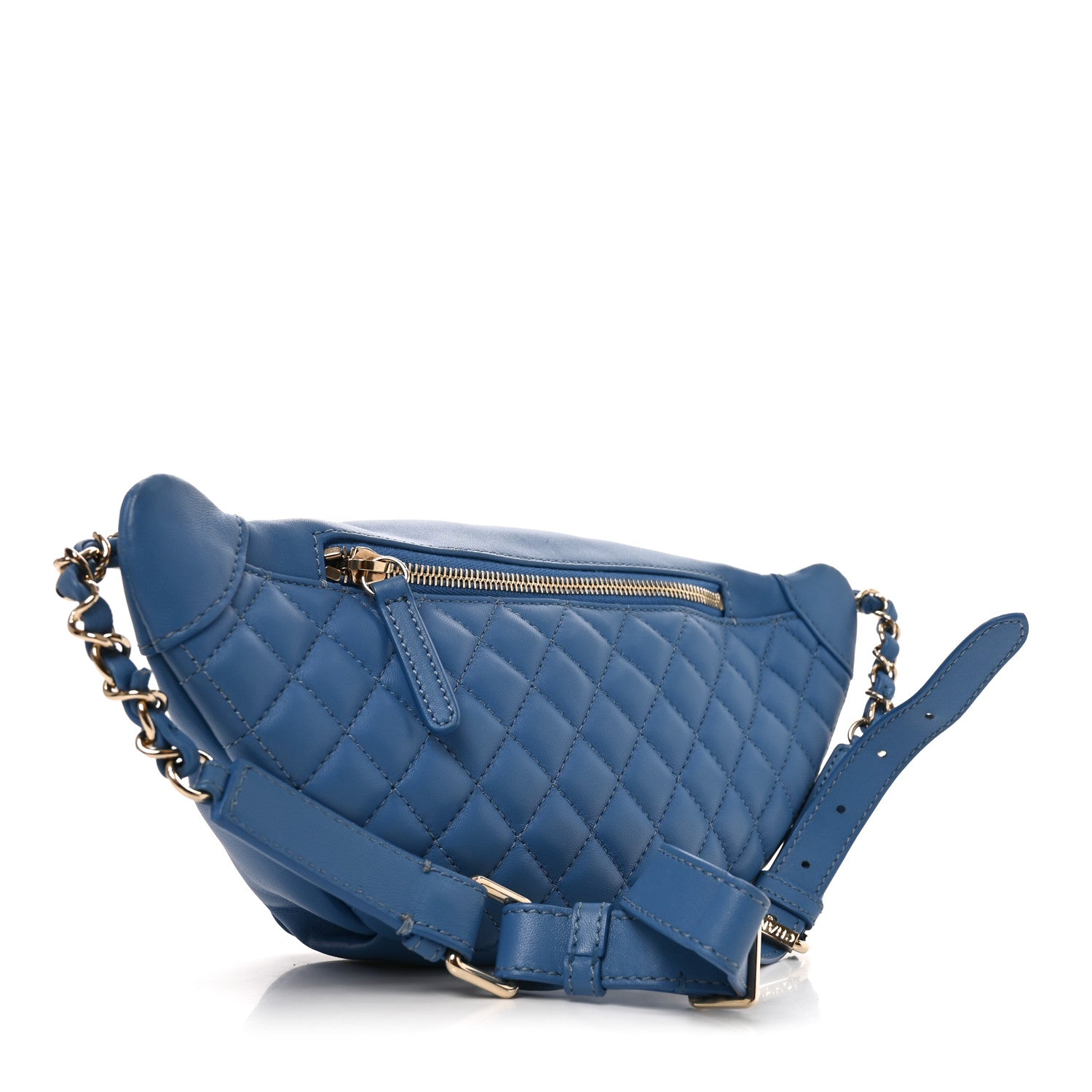 Chanel Lambskin Quilted Bi Waist Bag Pack Blue 3 of 10