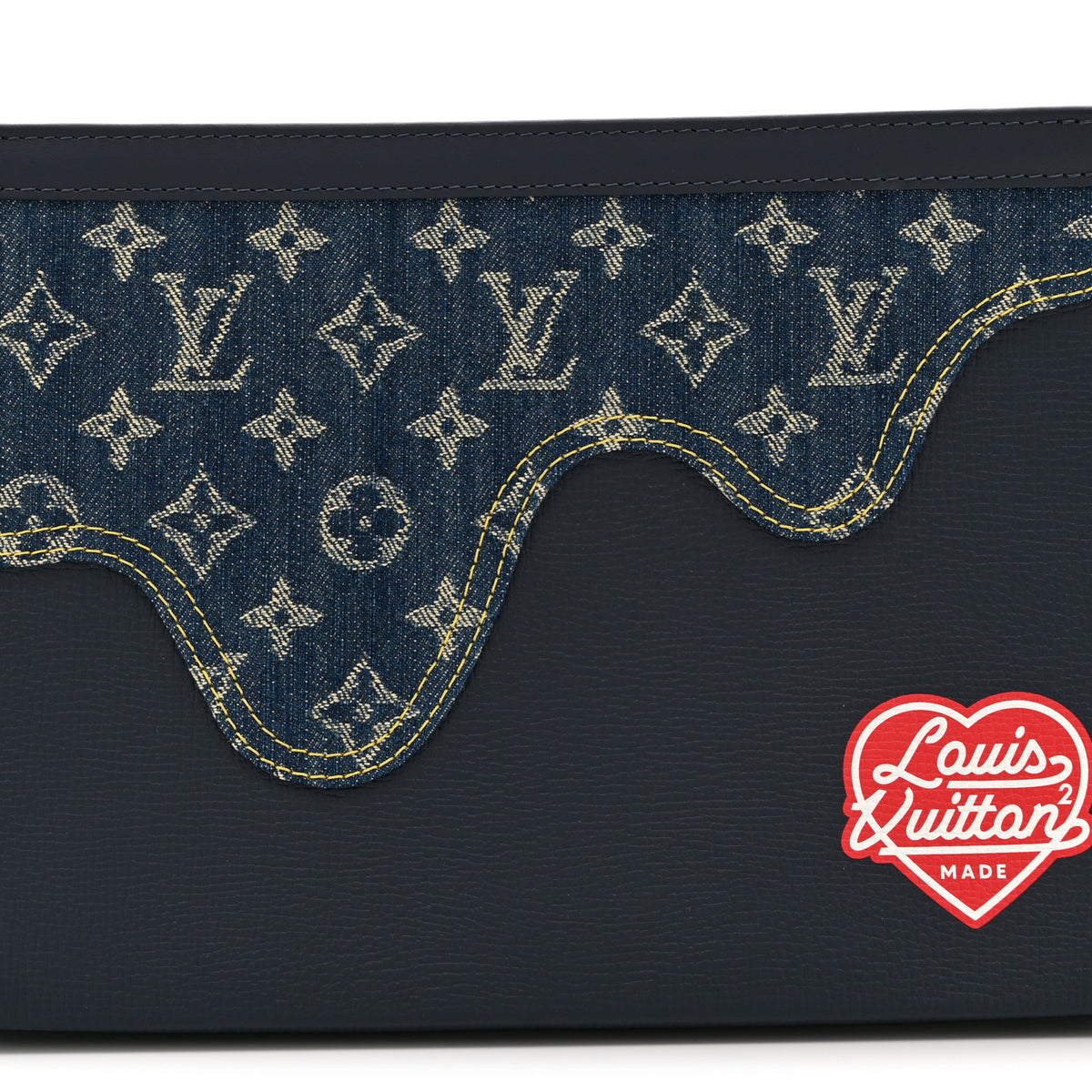 X NIGO Taurillon Monogram Denim Drip Pochette Voyage MM Blue