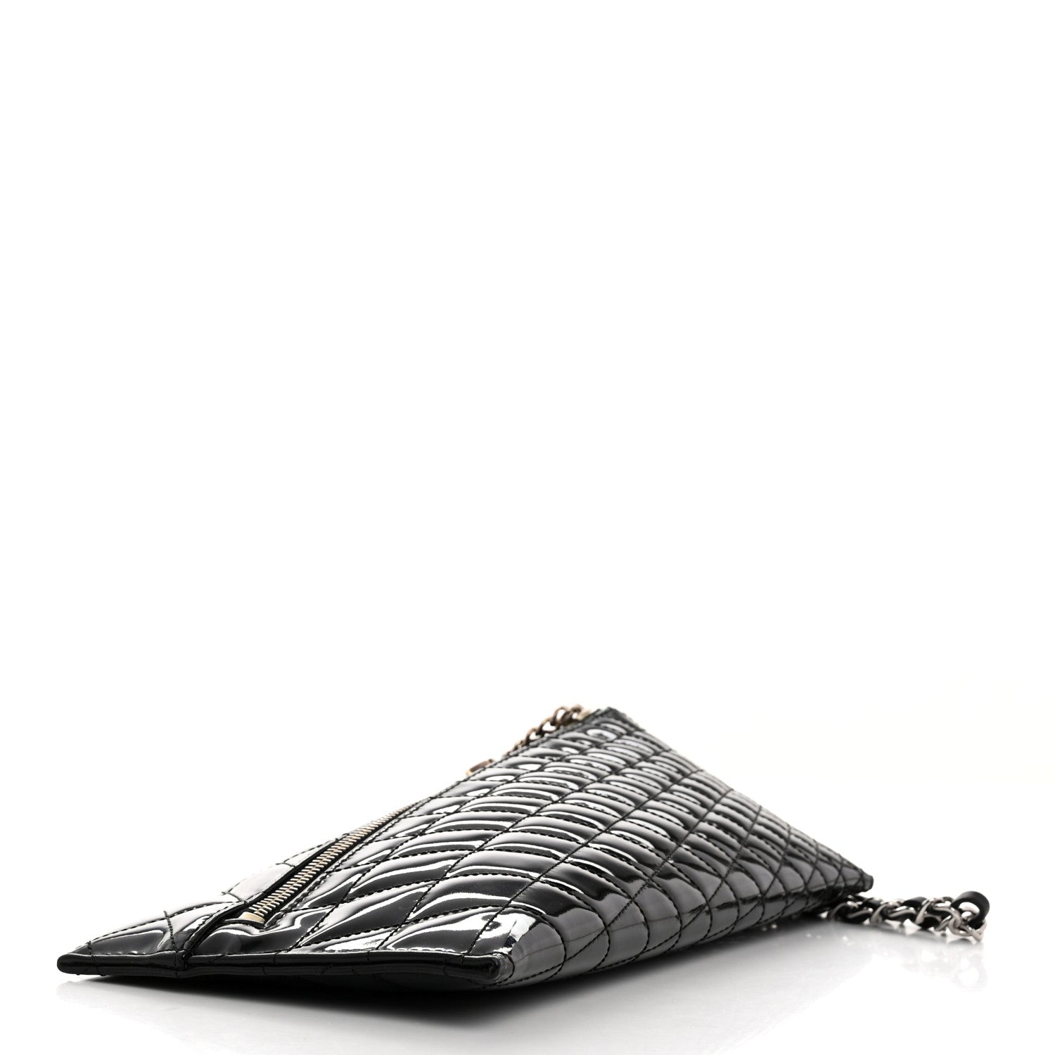 Chanel Patent Geometric Quilted Kaleidoscope Clutch Black 4 of 7