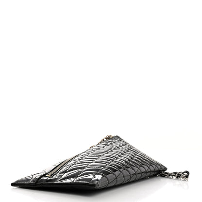 Chanel Patent Geometric Quilted Kaleidoscope Clutch Black 4 of 7