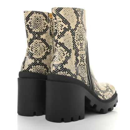 Gucci Calfskin Python Print Ankle Boots 36.5 Beige Avana Black 7 of 8
