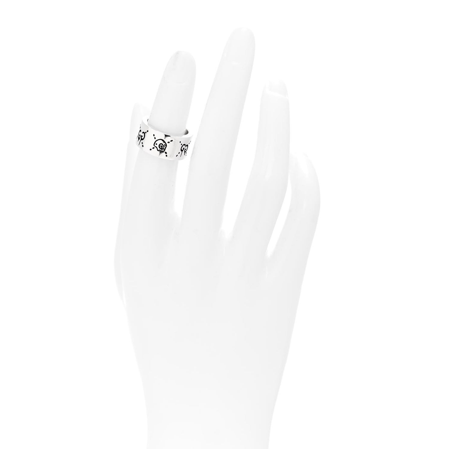 Sterling Silver GucciGhost Hamlet Skull Band Ring 47 4