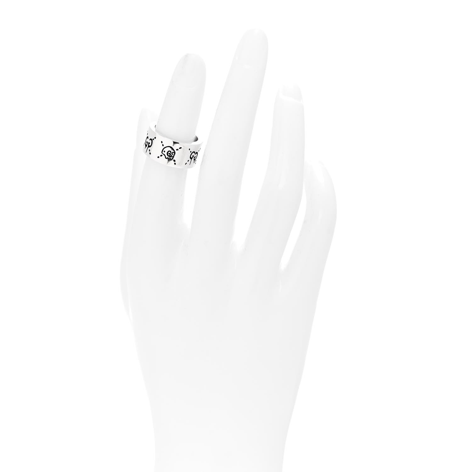Gucci Sterling Silver GucciGhost Hamlet Skull Band Ring 47 4 2 of 6