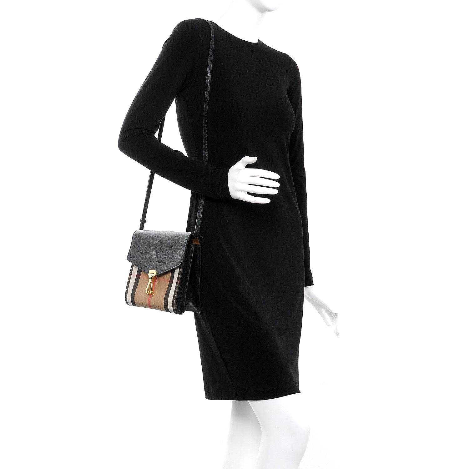 Burberry Derby Calfskin House Check Small Macken Crossbody Bag Black 2 of 8
