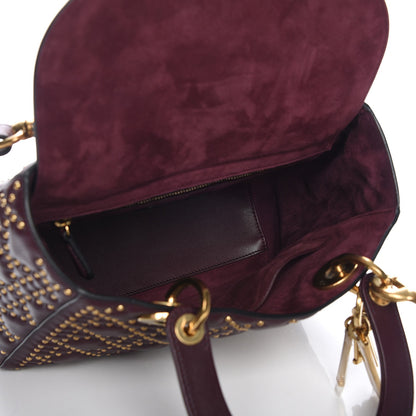 Christian Dior Calfskin Cannage Studded Medium Supple Lady Dior Deep Amaranth 6 of 8