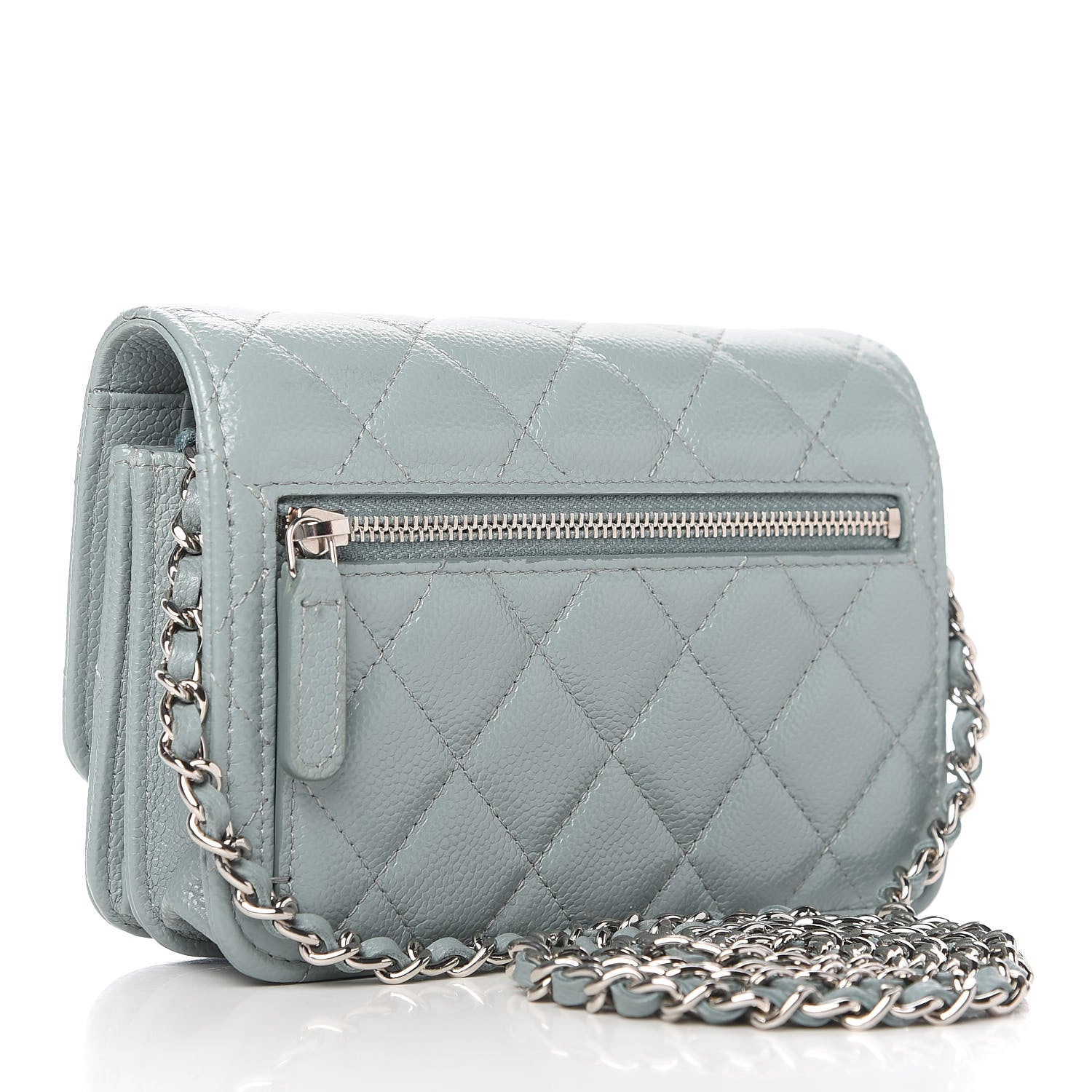 Chanel Caviar Quilted Mini Wallet On Chain WOC Blue 2 of 10