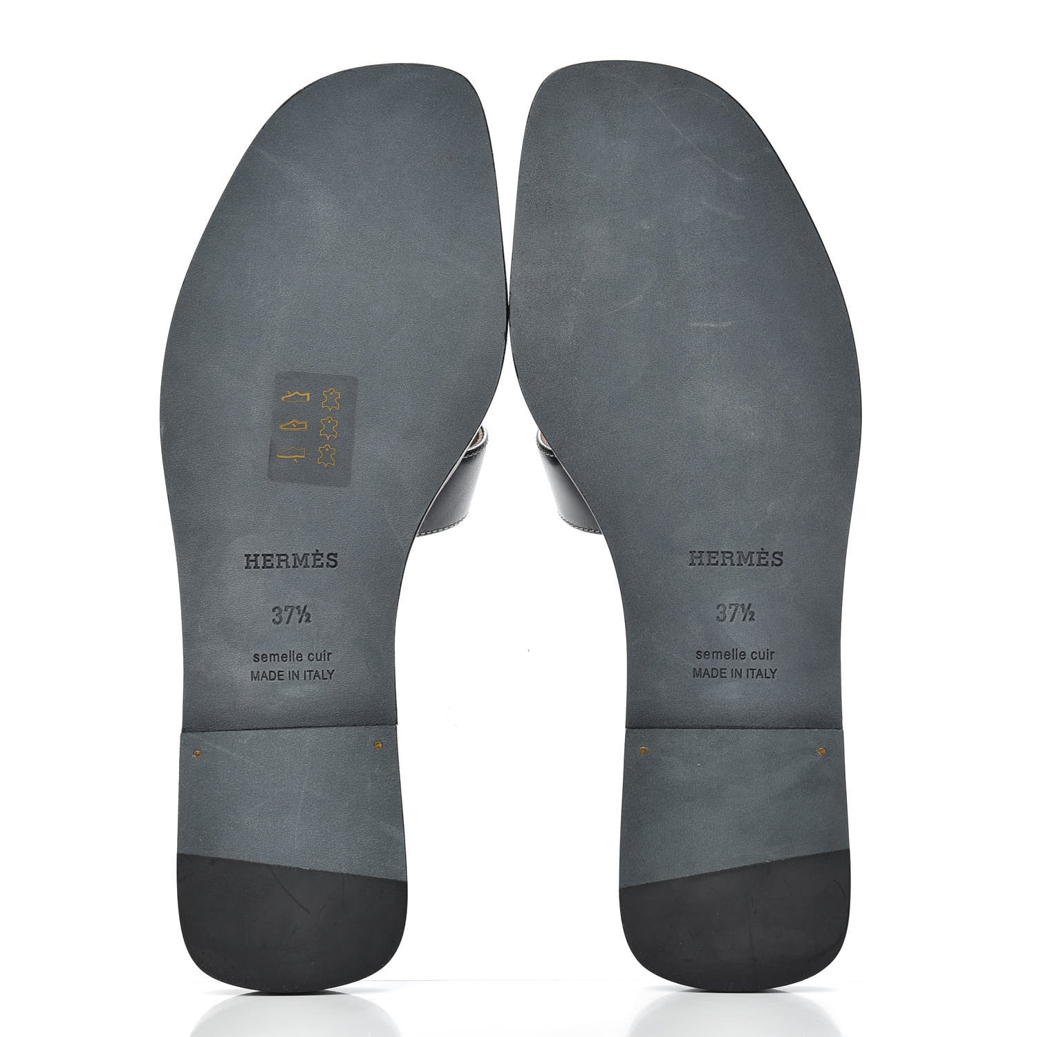 Hermes Box Calfskin Oran Sandals 37.5 Black 5 of 9