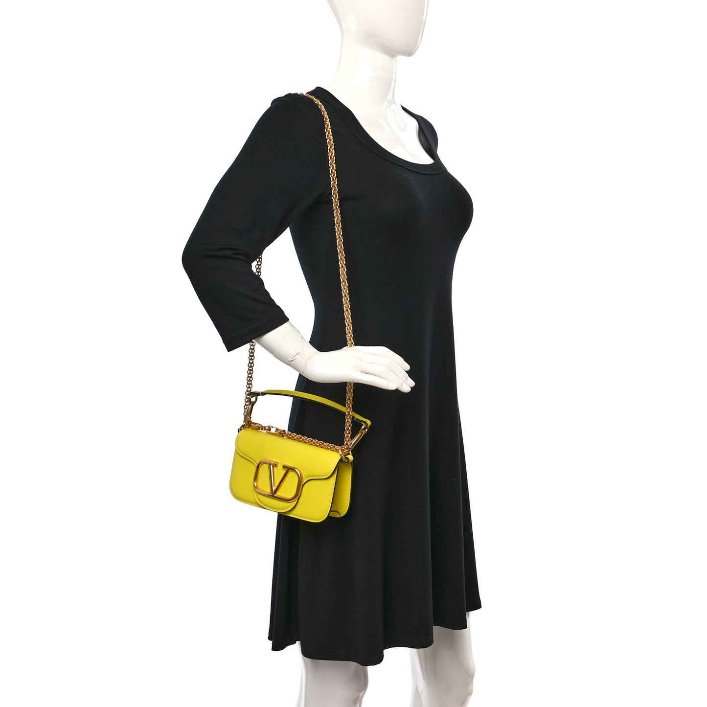 Calfskin Vlogo Small Loco Shoulder Bag Shocking Yellow