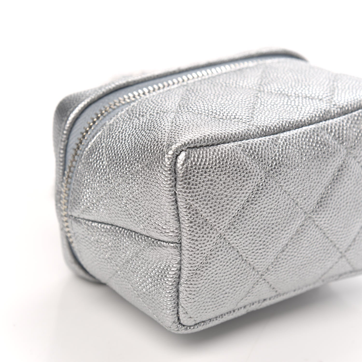 Chanel Metallic Caviar Quilted Mini Top Handle Vanity With Chain Silver 8 of 9