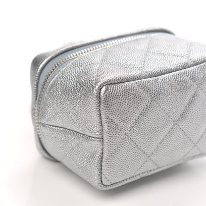 Chanel Metallic Caviar Quilted Mini Top Handle Vanity With Chain Silver 8 of 9