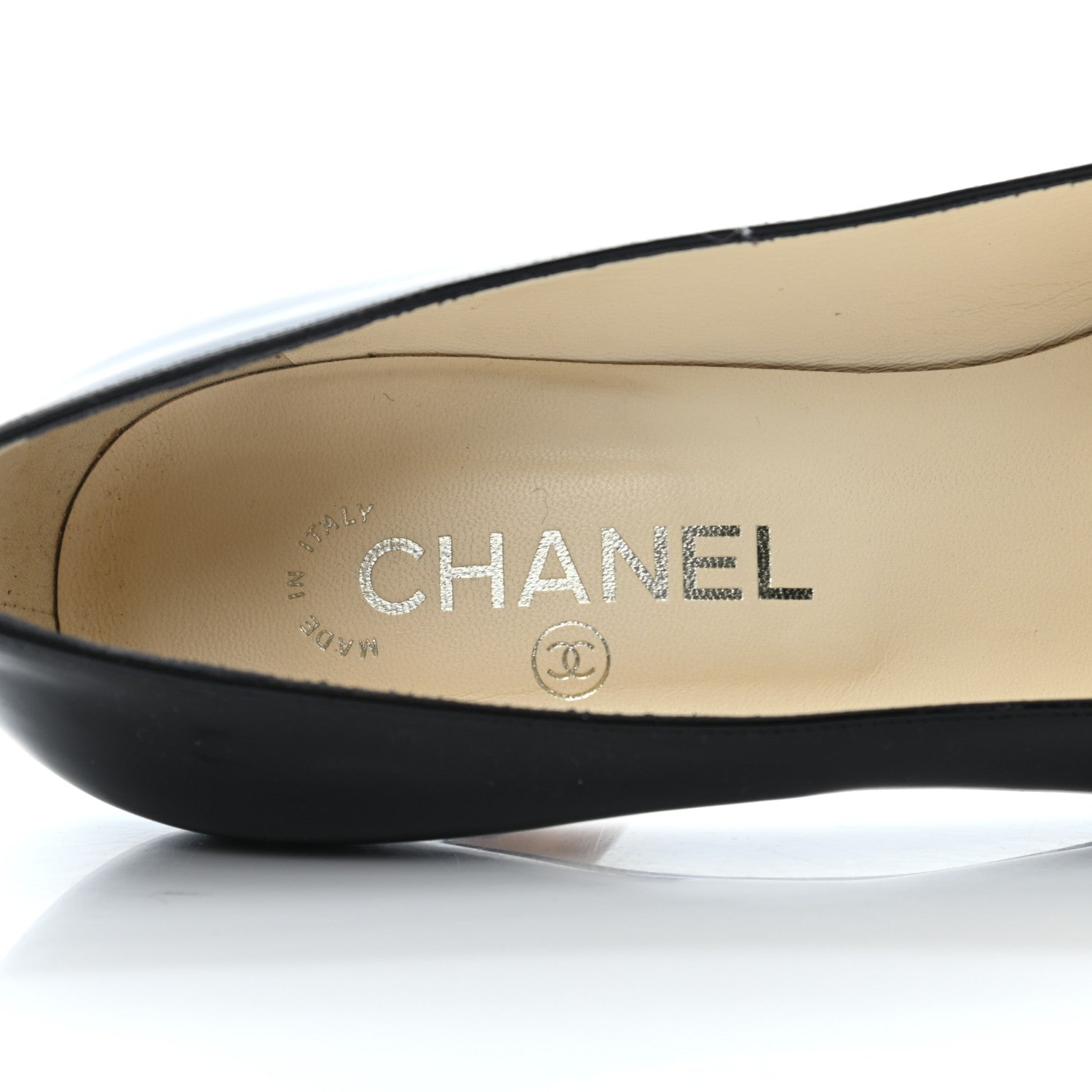 Chanel Patent CC Chain Cap Toe Pumps 39.5 Black 7 of 11
