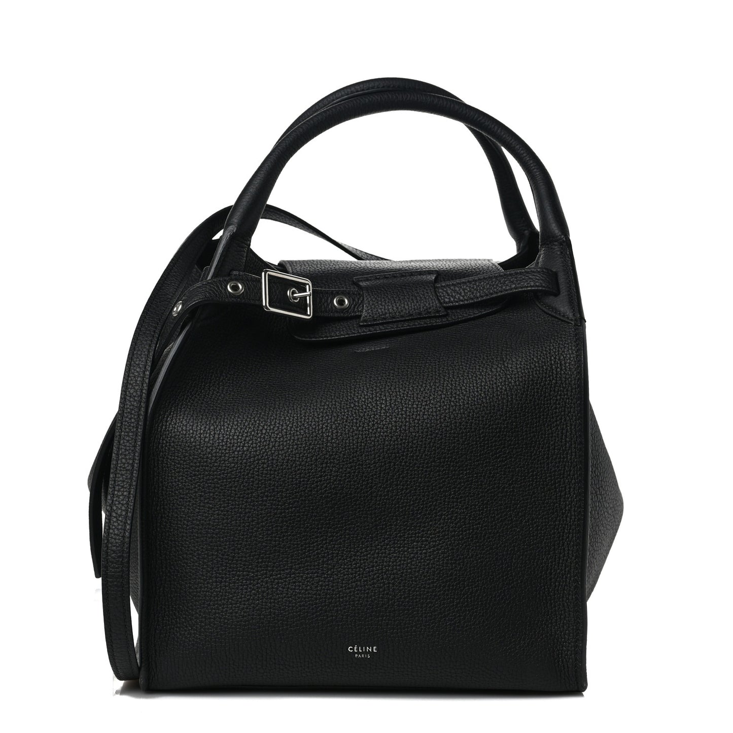 Supple Grained Calfskin Small Long Strap Big Bag Black