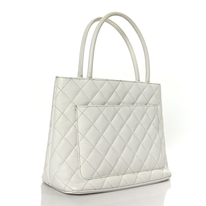 Chanel Caviar Quilted Medallion Tote White 3 of 12