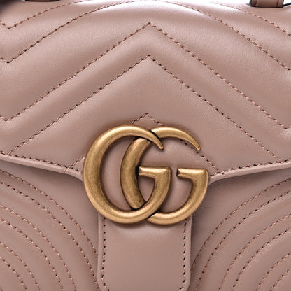 Gucci Calfskin Matelasse Mini GG Marmont Top Handle Shoulder Bag Porcelain Rose 10 of 10
