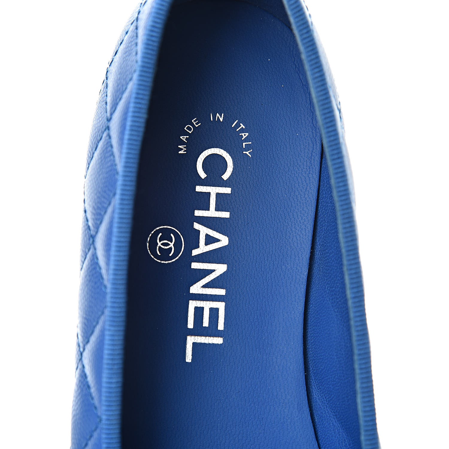 Chanel Caviar Quilted CC Cap Toe Ballerina Flats 38 Bright Blue 7 of 10