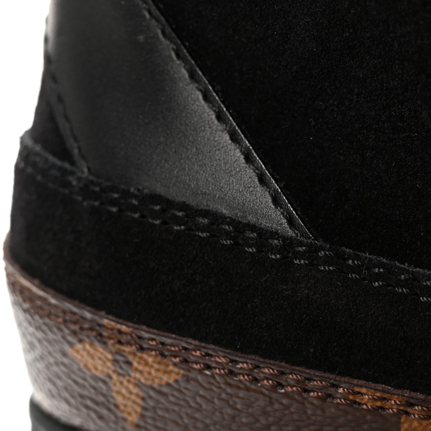 Suede Calfskin Monogram Laureate Platform Desert Boots 36 Black