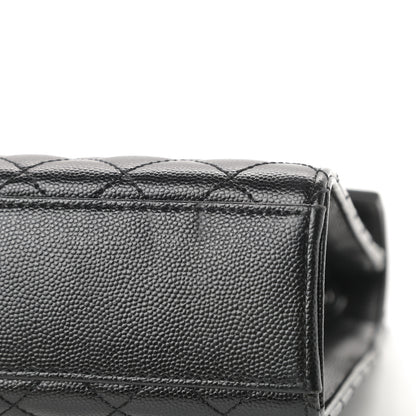 Saint Laurent Grain De Poudre Textured Mixed Matelasse Large Triquilt Monogram Monochrome Satchel Black 13 of 13