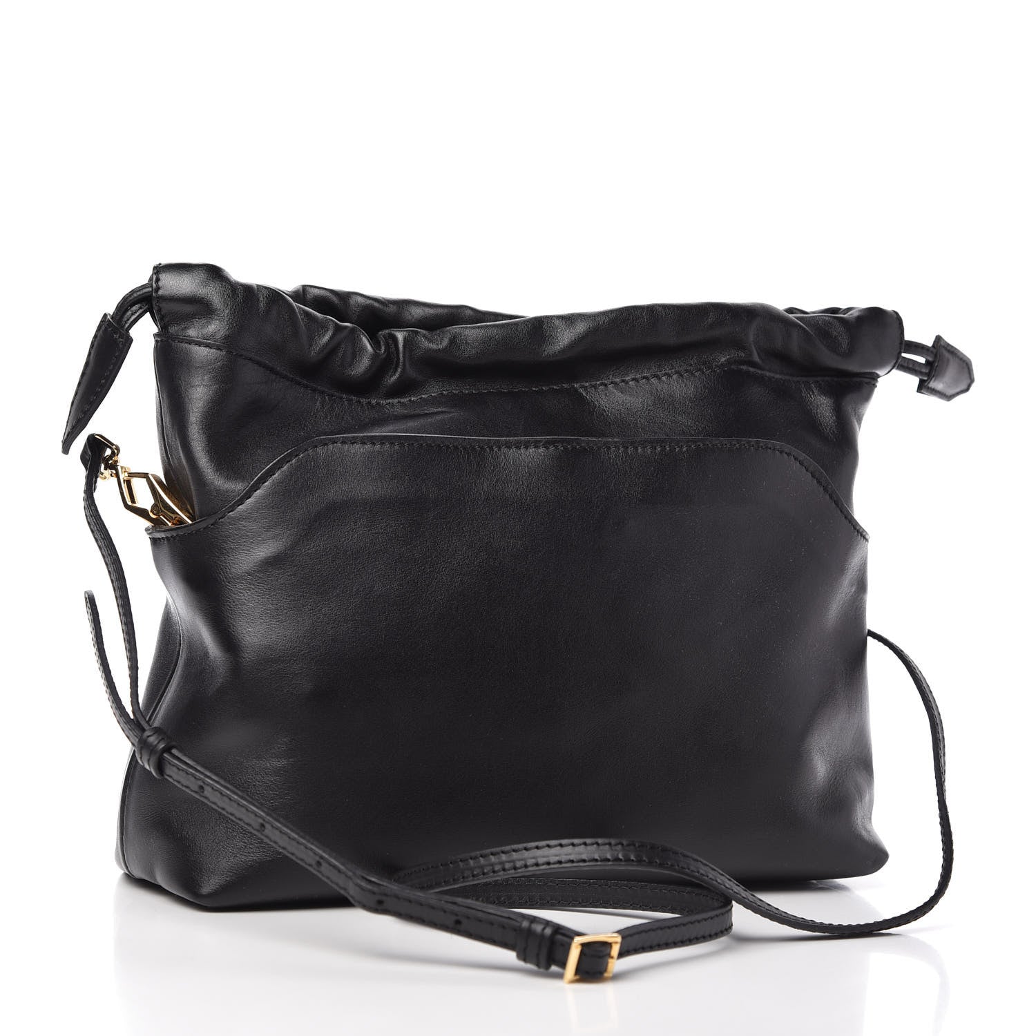 Burberry Prorsum Smooth Calfskin Small Drawstring Crossbody Black 3 of 9