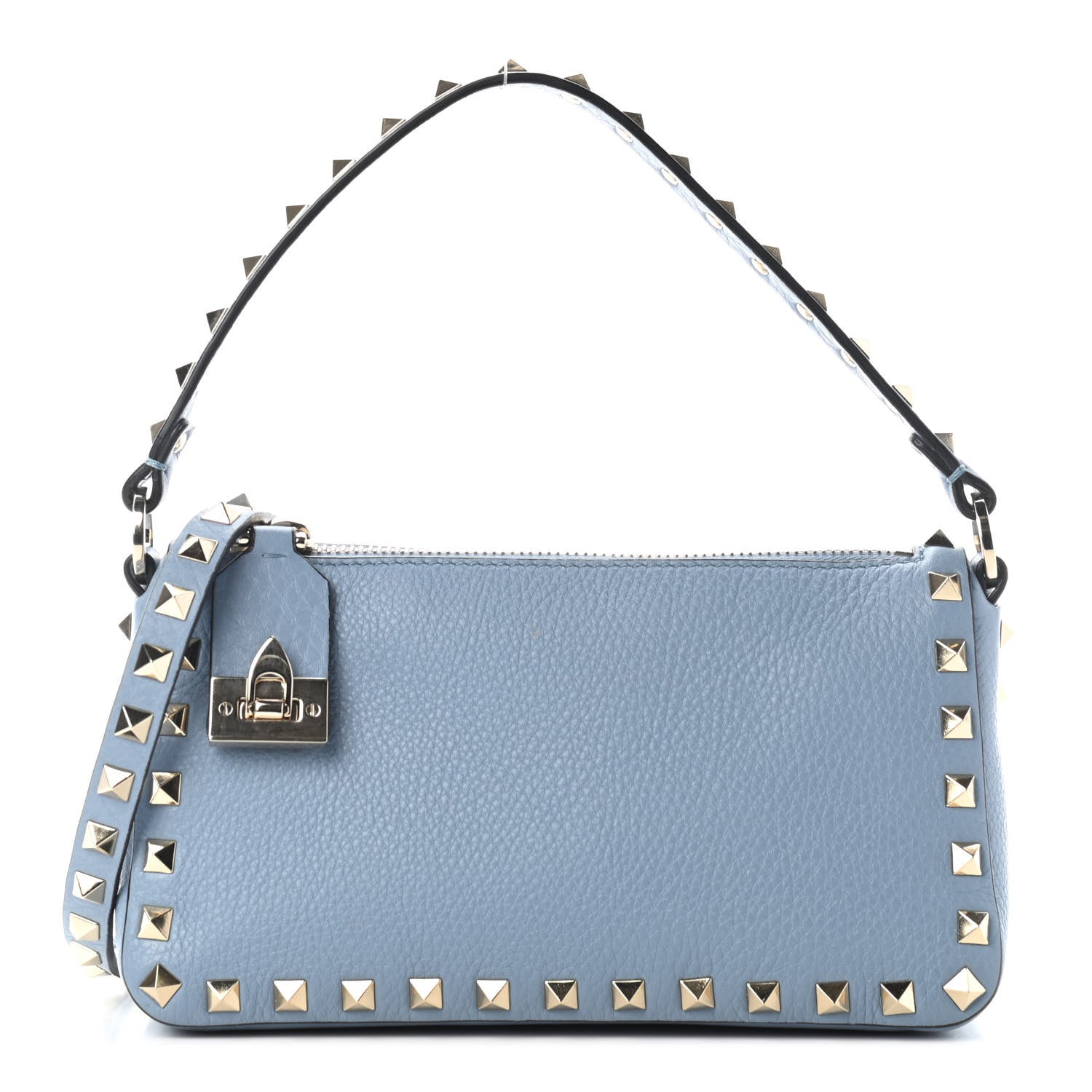 Valentino Garavani Pebbled Calfskin Small Rockstud Flip Lock Shoulder Bag Niagara 1 of 8