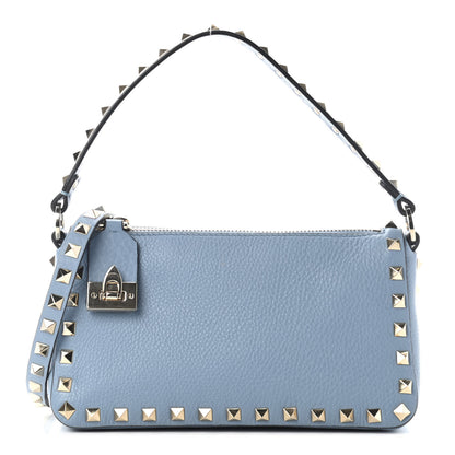 Valentino Garavani Pebbled Calfskin Small Rockstud Flip Lock Shoulder Bag Niagara 1 of 8