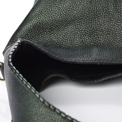 Gucci Metallic Pebbled Calfskin Large New Jackie Shoulder Bag Green 10 of 11