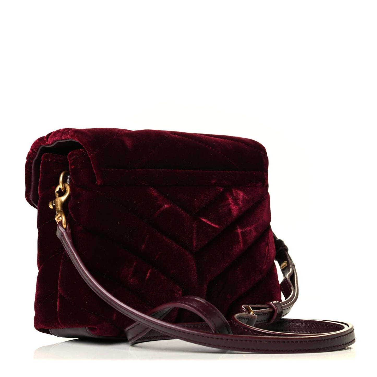 Velvet Y Quilted Monogram Toy Loulou Crossbody Bag French Burgundy