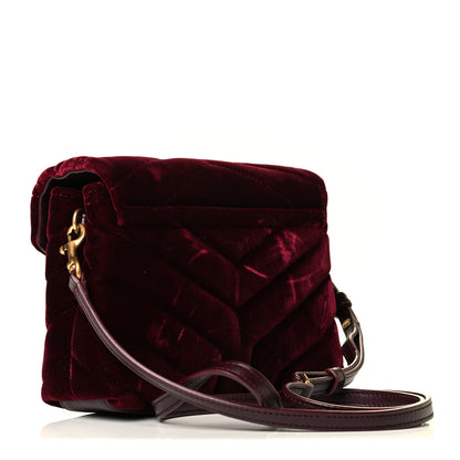 Saint Laurent Velvet Y Quilted Monogram Toy Loulou Crossbody Bag French Burgundy 3 of 8