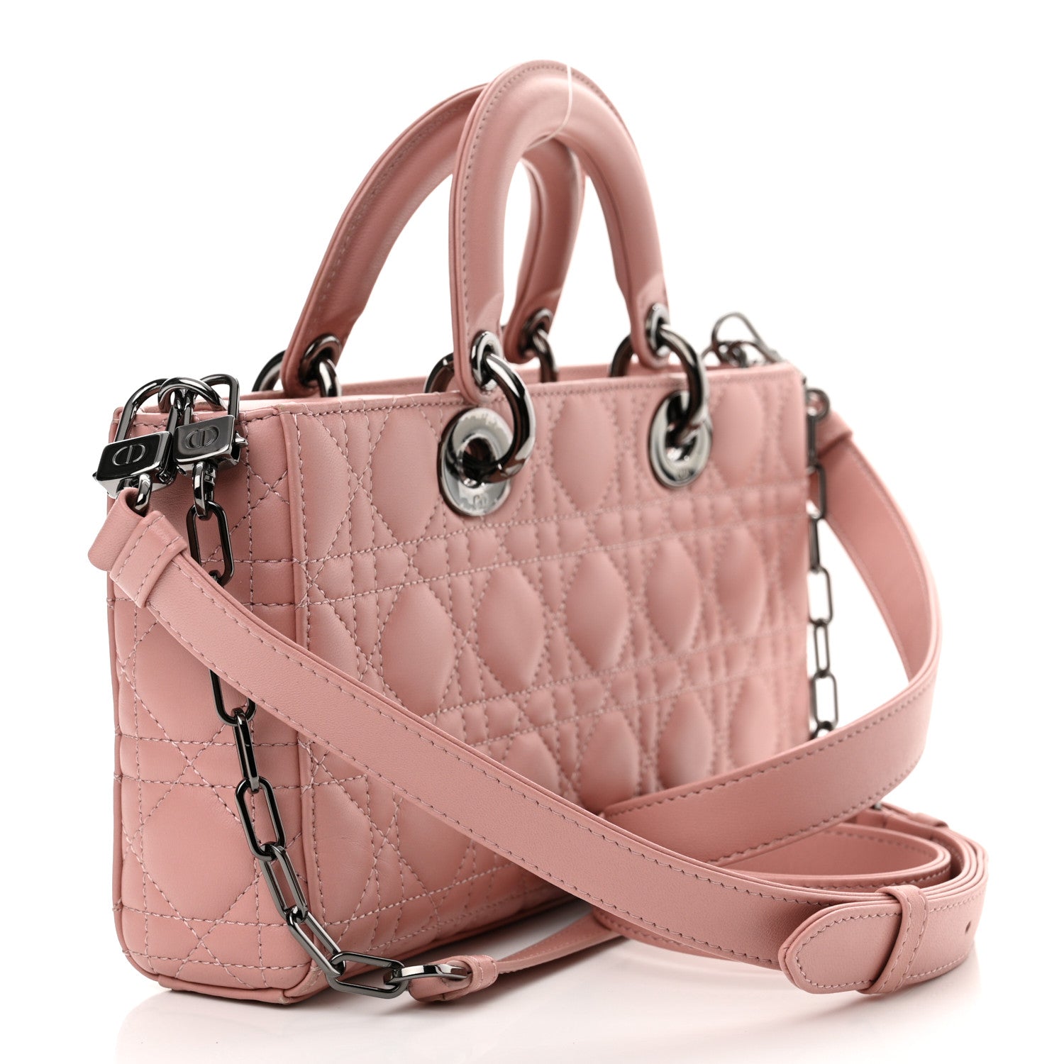 Christian Dior Lambskin Cannage Medium Lady D-Joy Old Rose 3 of 12