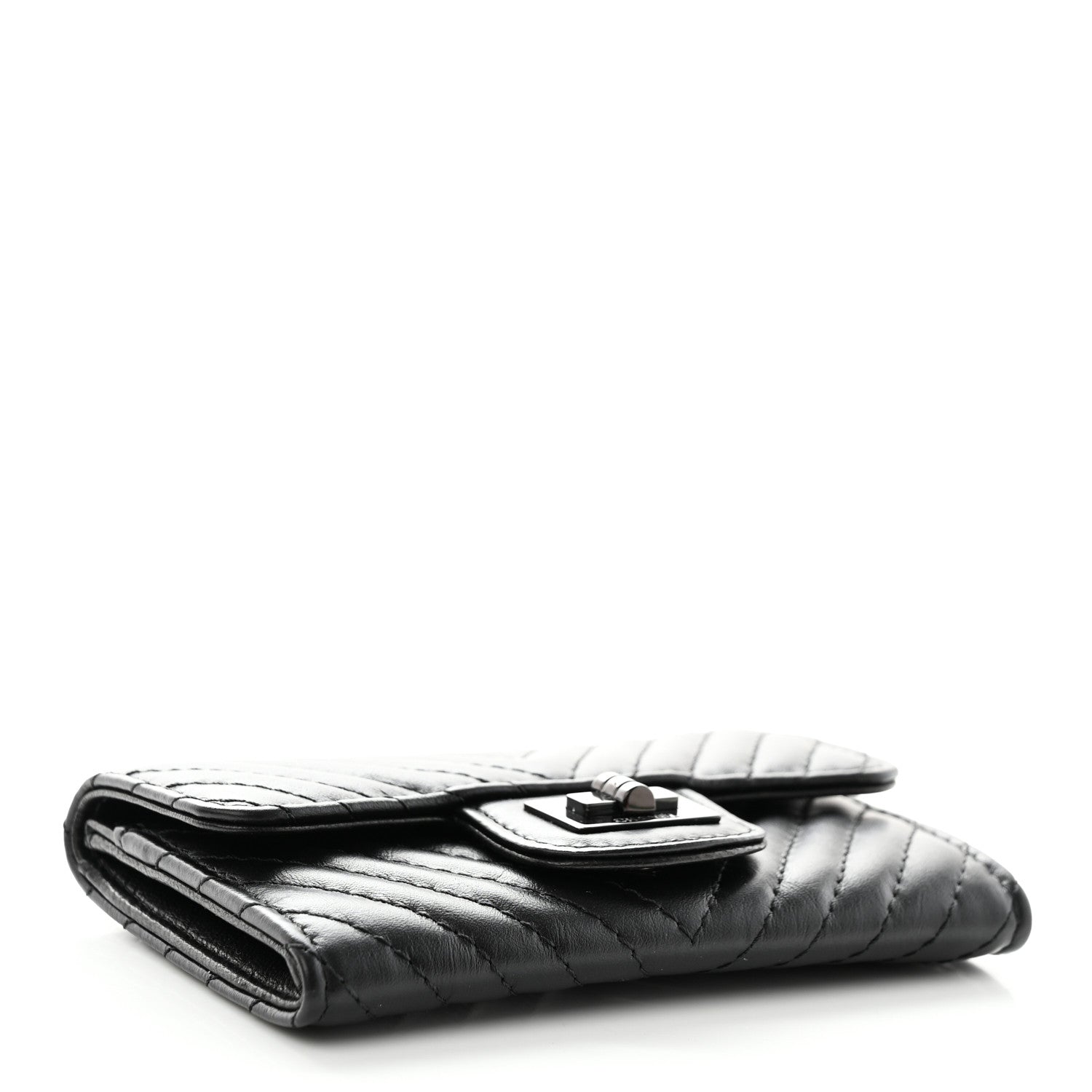 Chanel Aged Calfskin Chevron Quilted Reissue Flap Card Holder So Black 4 of 9