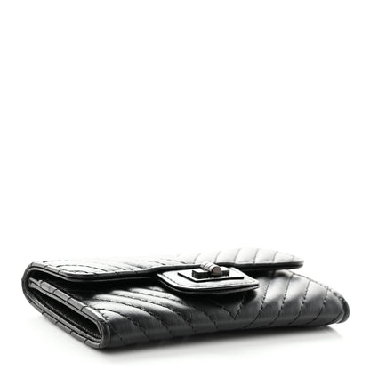 Chanel Aged Calfskin Chevron Quilted Reissue Flap Card Holder So Black 4 of 9