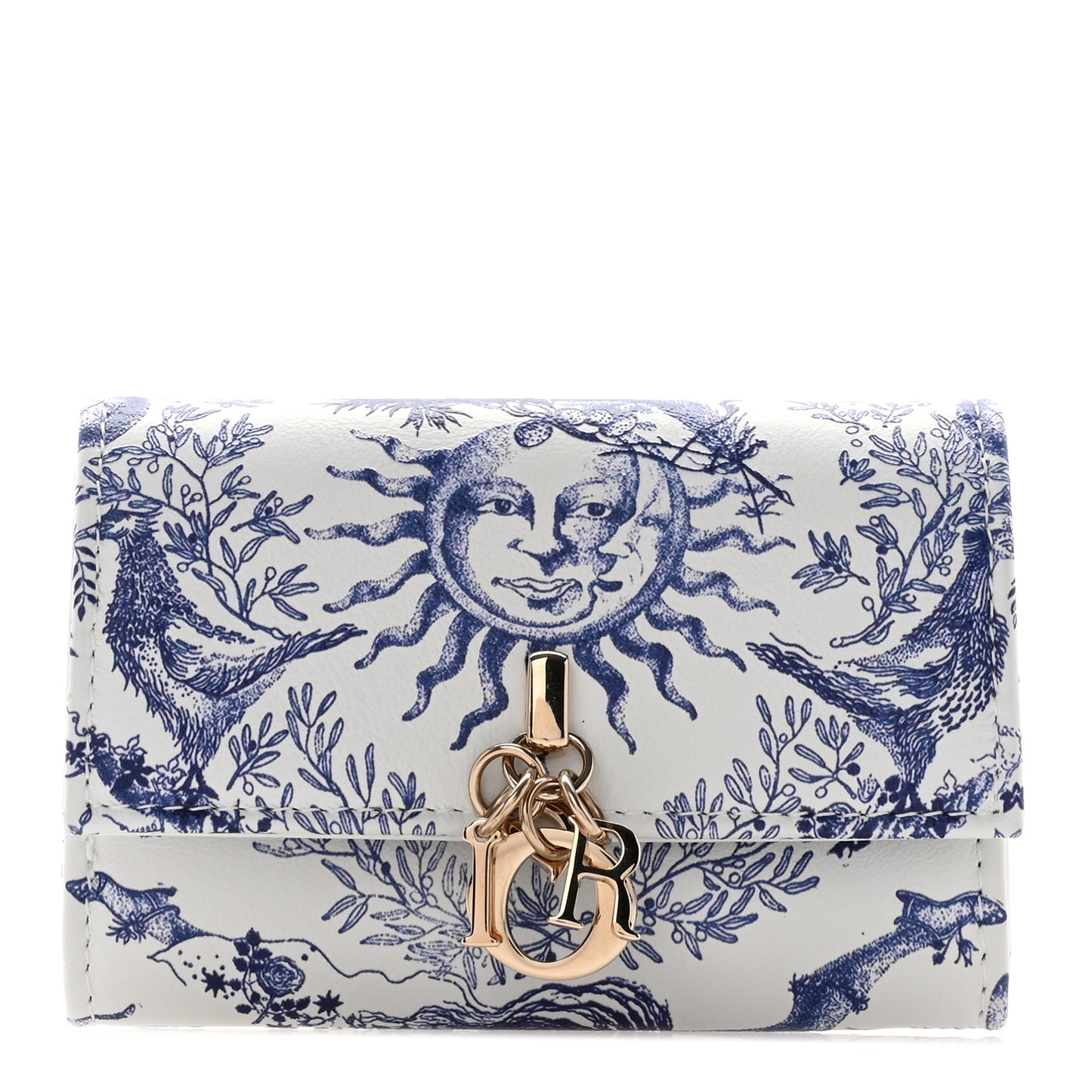 Calfskin Le Soleil Print Wallet Blue Multicolor
