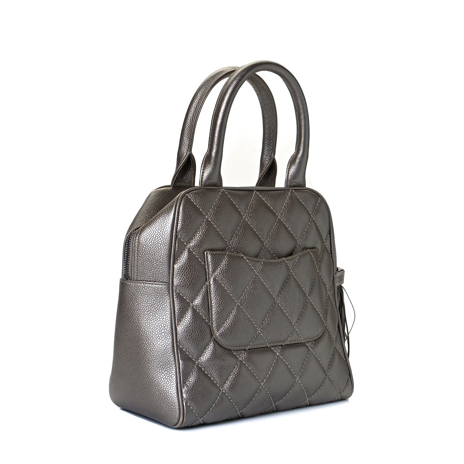 Chanel Metallic Caviar Quilted Vertical Bowler Light Gold 3 of 7