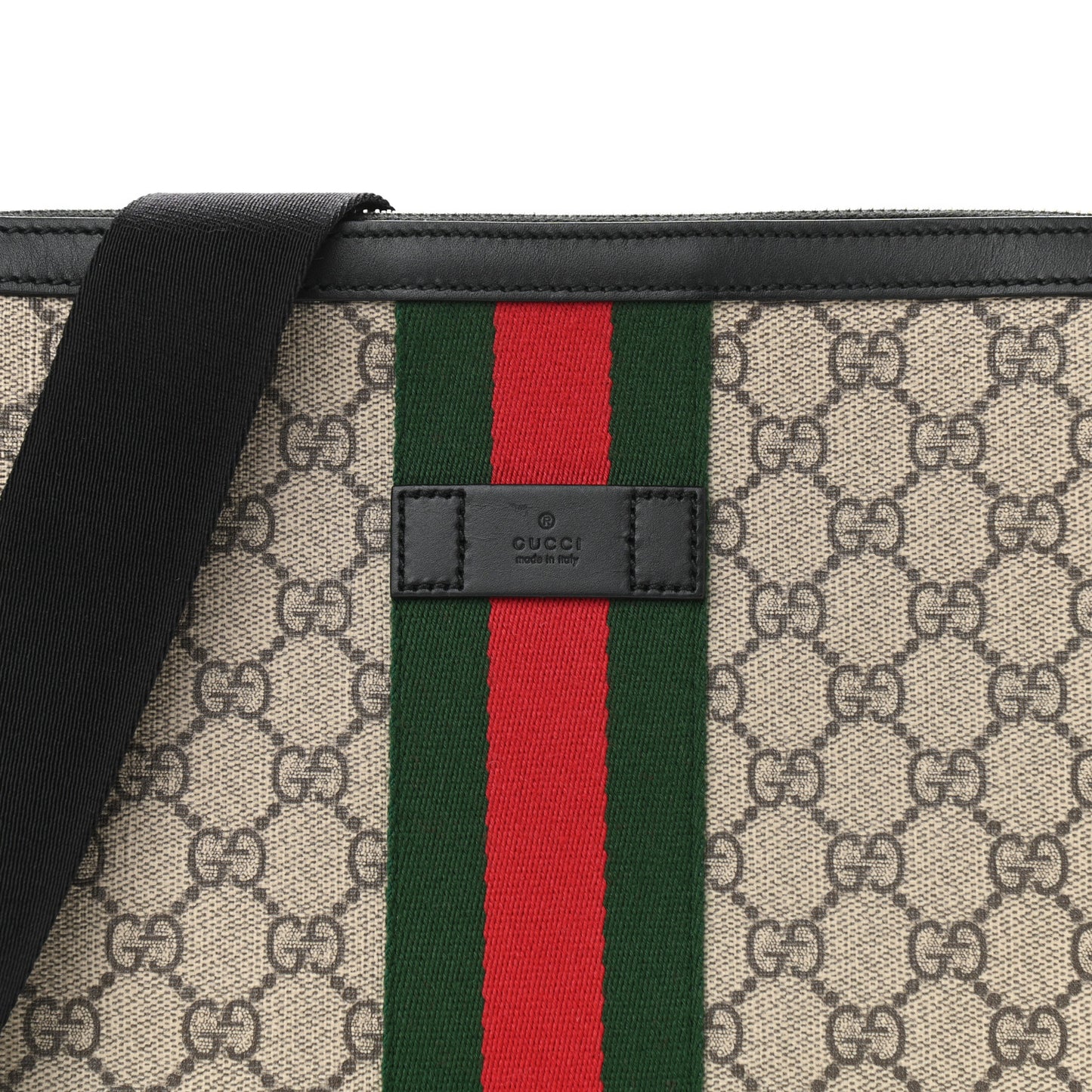 GG Supreme Monogram Web Messenger Bag Black