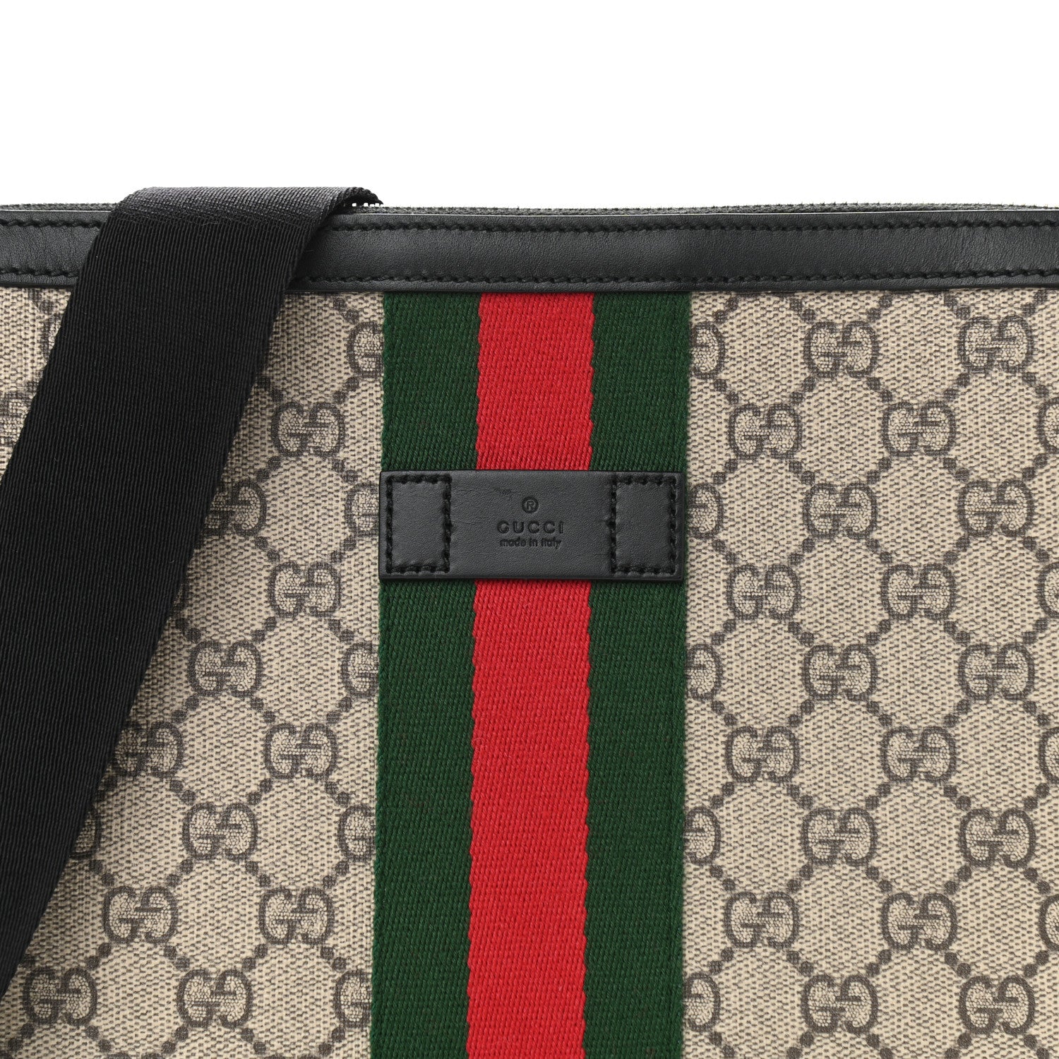 Gucci GG Supreme Monogram Web Messenger Bag Black 8 of 11