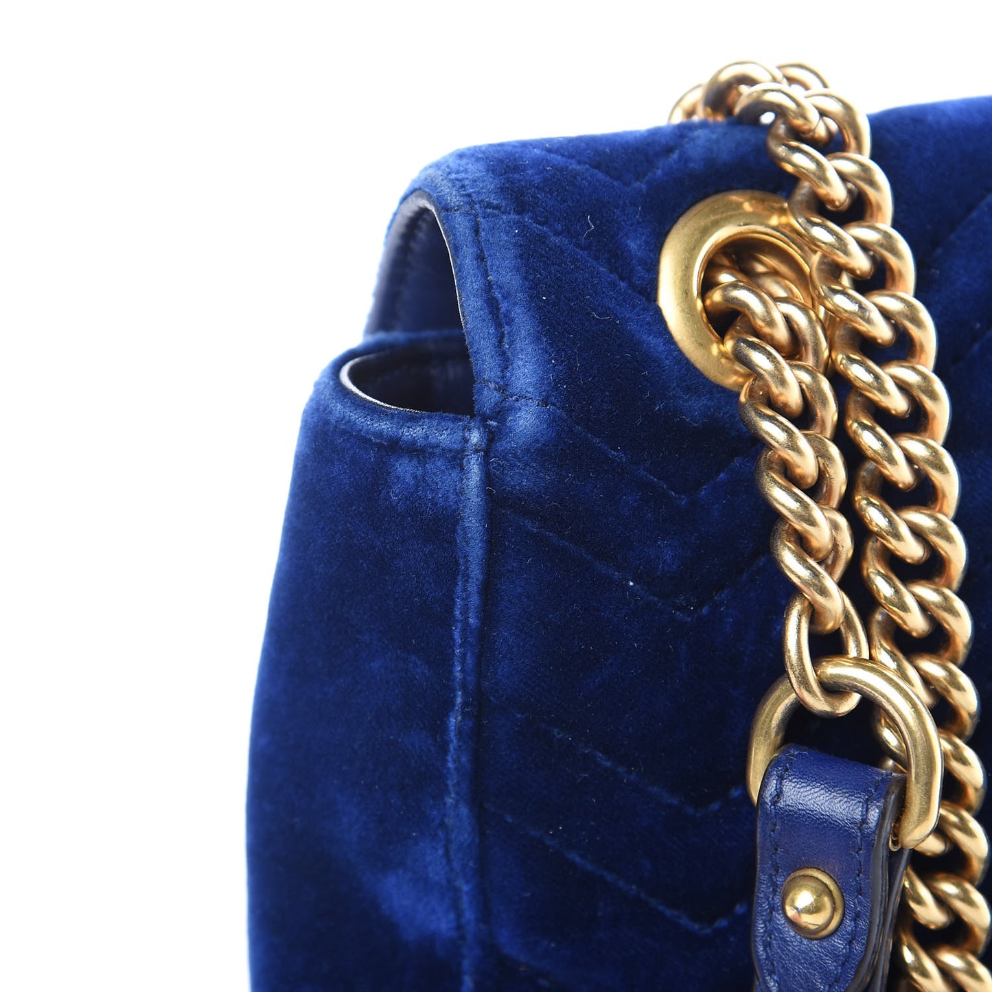 Velvet Matelasse Medium GG Marmont Shoulder Bag Cobalt Blue