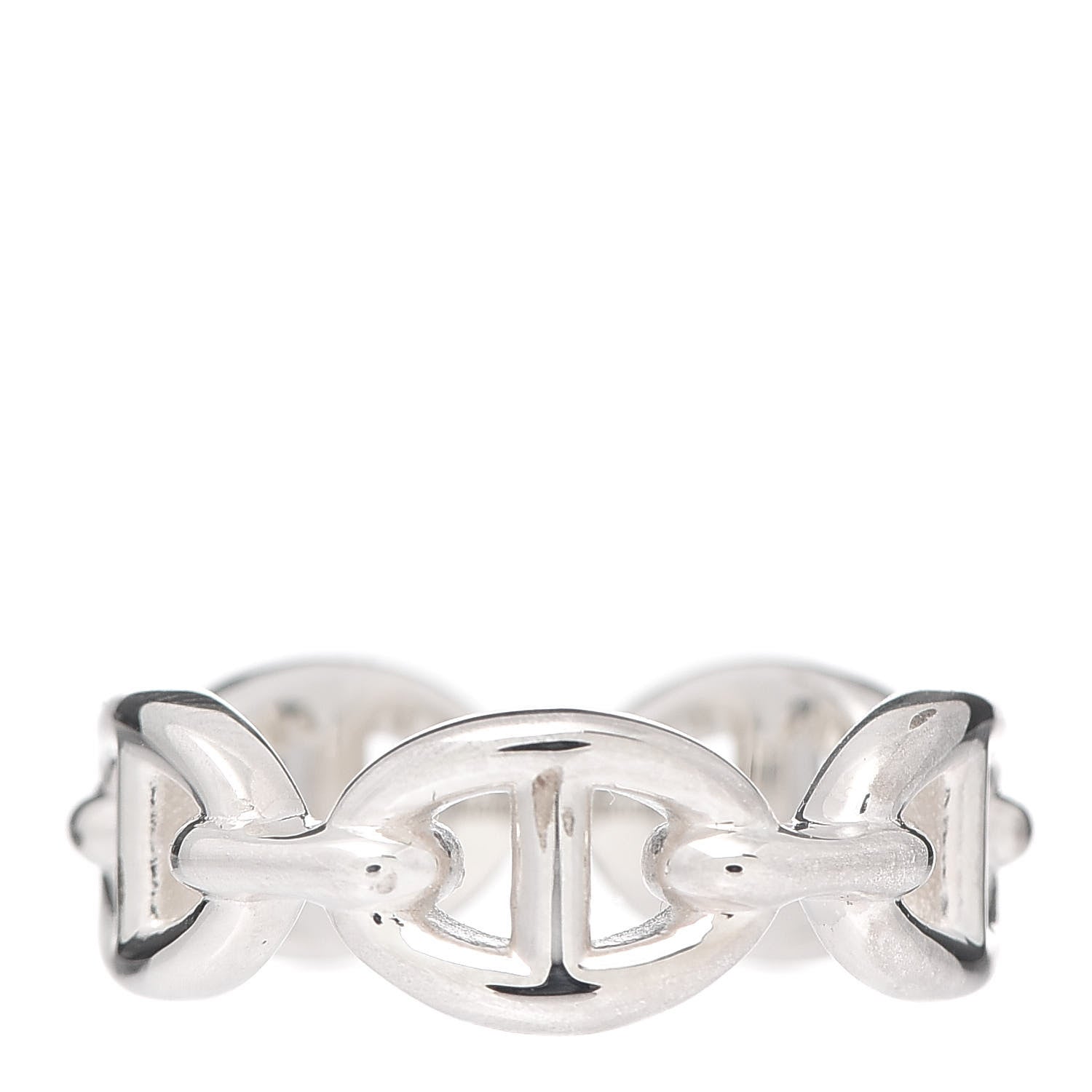Hermes Sterling Silver PM Chaine d'Ancre Enchainee Band Ring 51 5.75 1 of 7